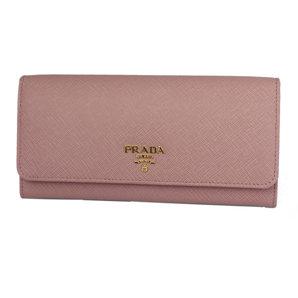 Prada Leather Pass Long Pink Bifold CaseEmbossed Wallet - Picture 1 of 3